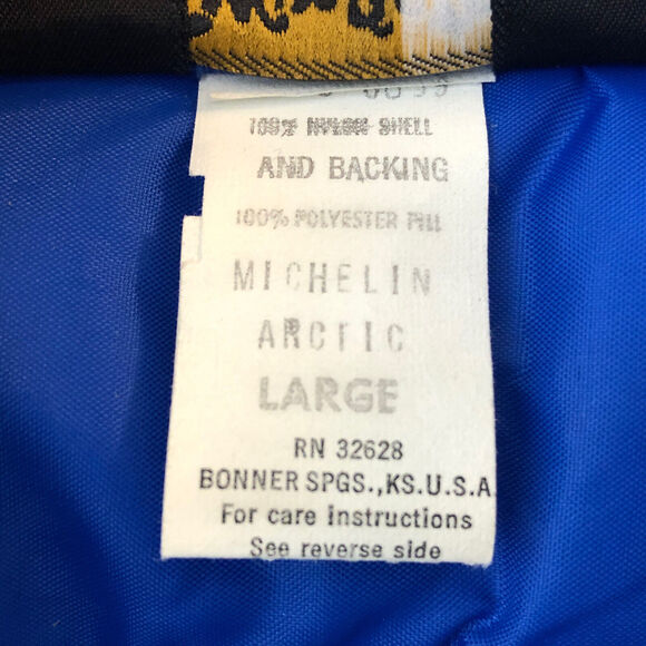 Vintage 1970’s Puffer Jacket Swingster Michelin Arctic Blue w/Yellow Mens Large - Picture 5 of 12